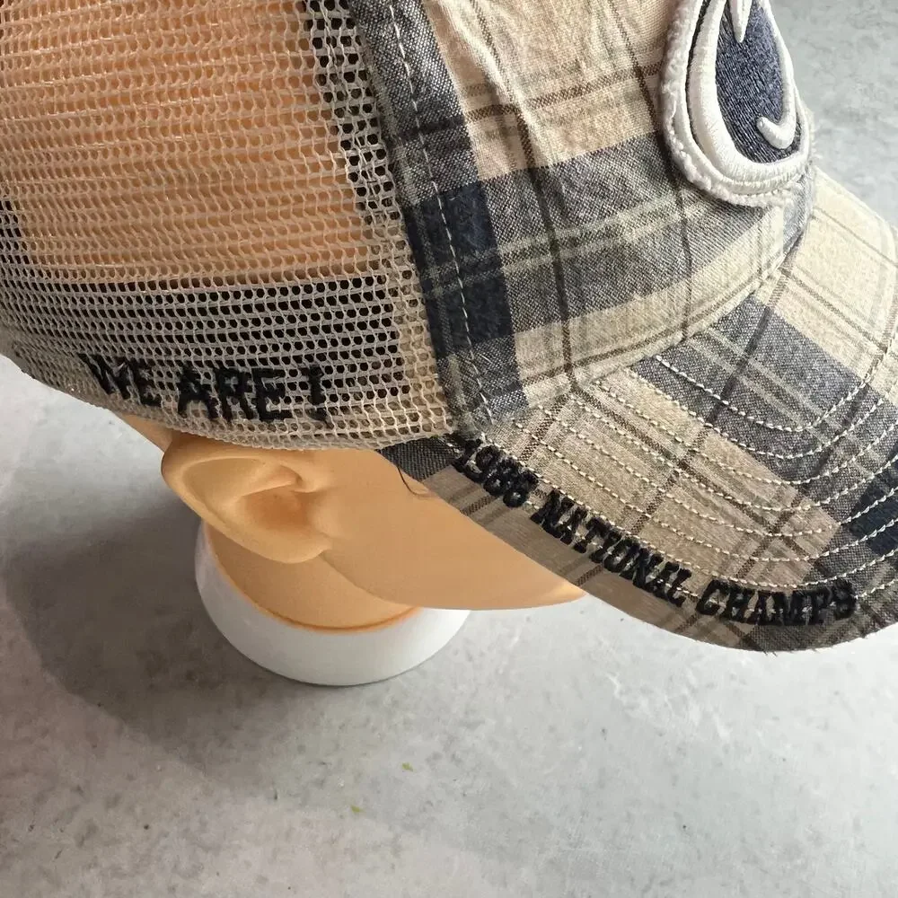 Vintage Penn State Lions Plaid Trucker Hat American Eagle College Football OS